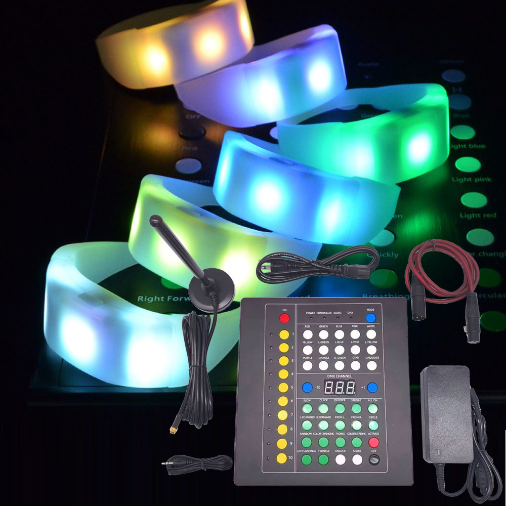 Event Party Dj - DMX機能付きLEDシリコンTPUブレスレット、48キー、1000メートル、433.92MHzリモコン付きリストバンド、パーティー、DJ、コンサート、結婚式用