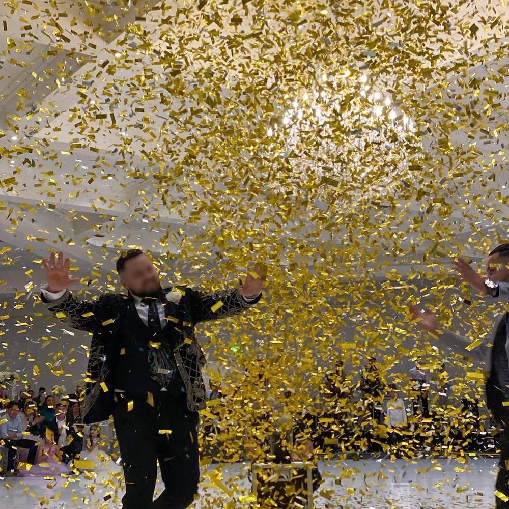 Confetti Cannon Tube - 1kg/ロット 長方形のゴールド・シルバーPET紙吹雪 メタリックパーティー 結婚式デコレーション ステージ フェスティバル