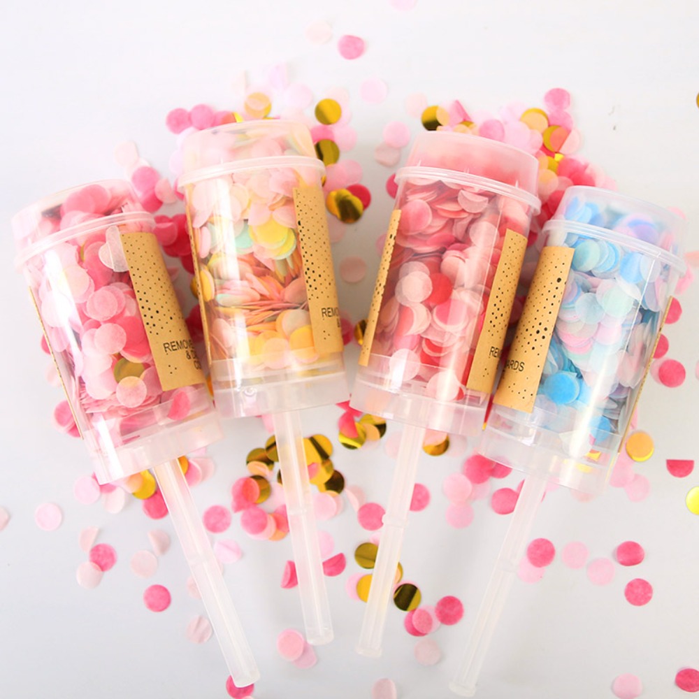 Confetti Cannon Tube - 1個入り 丸型 誕生日 記念日 爆発式プッシュアップ式 結婚式