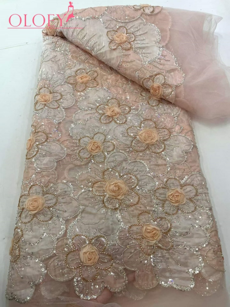 Glitter Tablecloth - OLOEY新スタイルアフリカ新郎用ビーズレース生地、豪華なナイジェリアスパンコールチュールメッシュレース生地、女性用ウェディングドレス縫製用