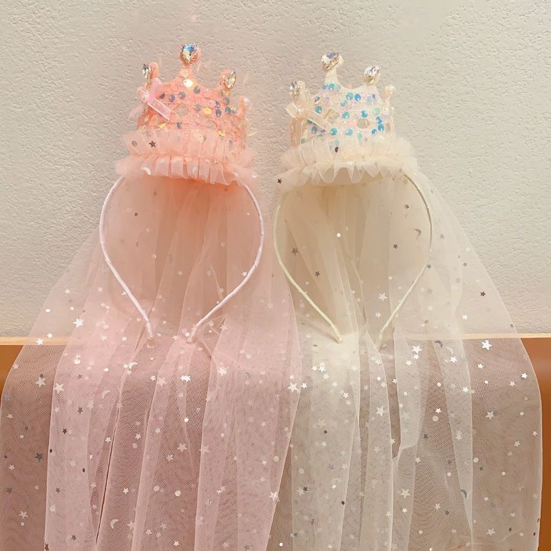 プリンセスクラウンベールヘッドバンドキラキラチュールヘアアク - Glitter Tablecloth のレビューと価格