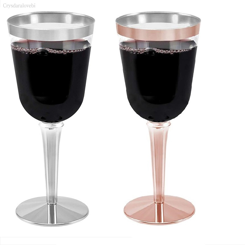 透明なプラスチック製の使い捨てワインカップ、ローズゴールドの - Plastic Cup 50Pcs のレビューと価格