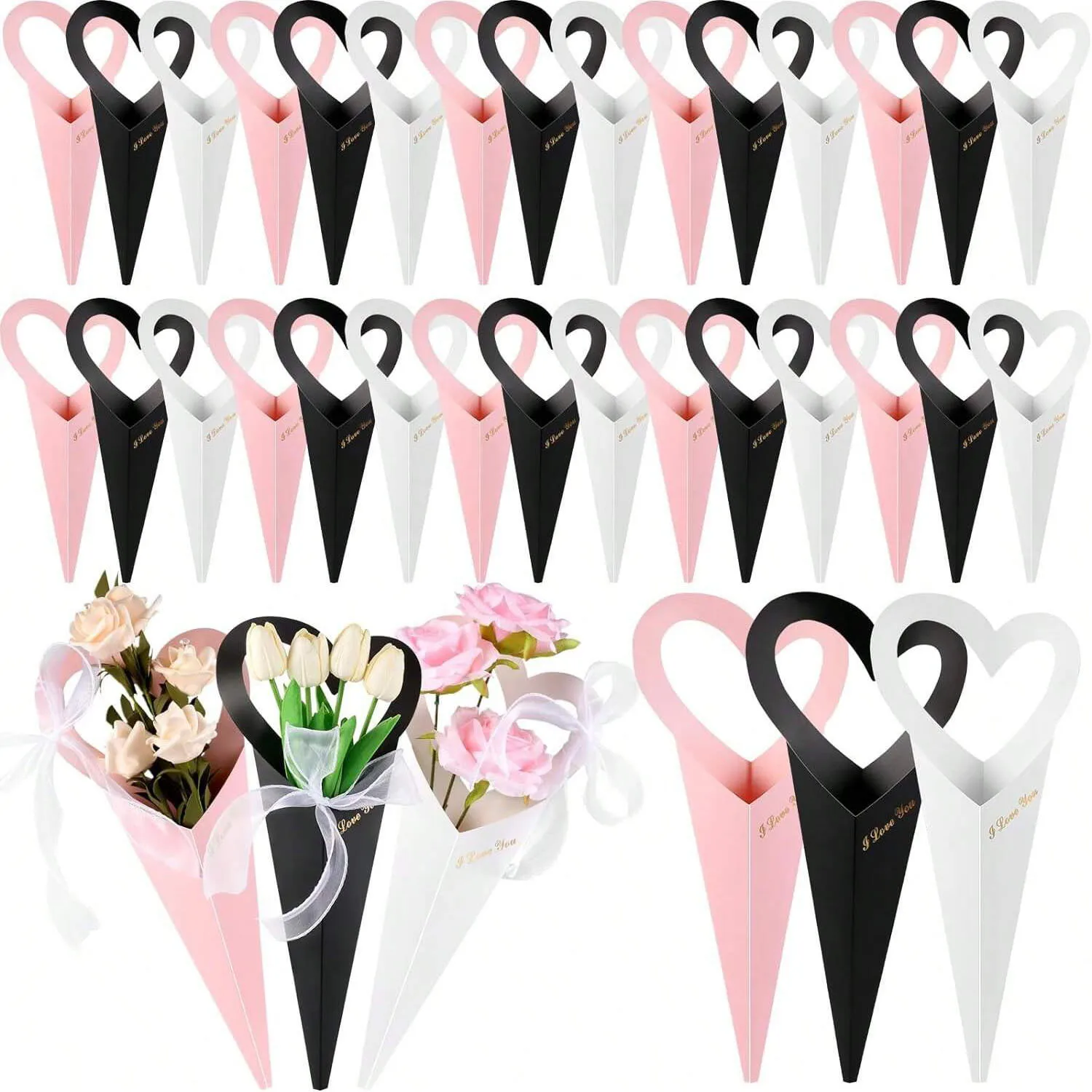 12/24/36個のブーケバッグ、花のパッケージ、ギフトデコ - Cotton Candy Cone のレビューと価格