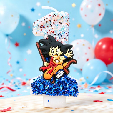 ドラゴンボールZテーマのナンバーケーキキャンドル、悟空サイヤ - Event Z のレビューと価格
